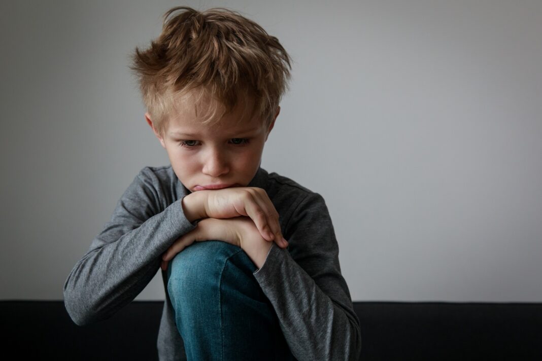 sad child, stress and depression, scared and alone